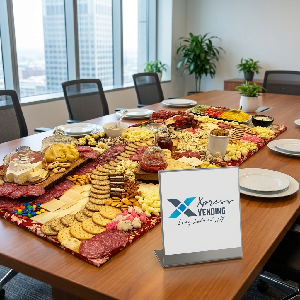 Event charcuterie spread prepared by Xpress Vending